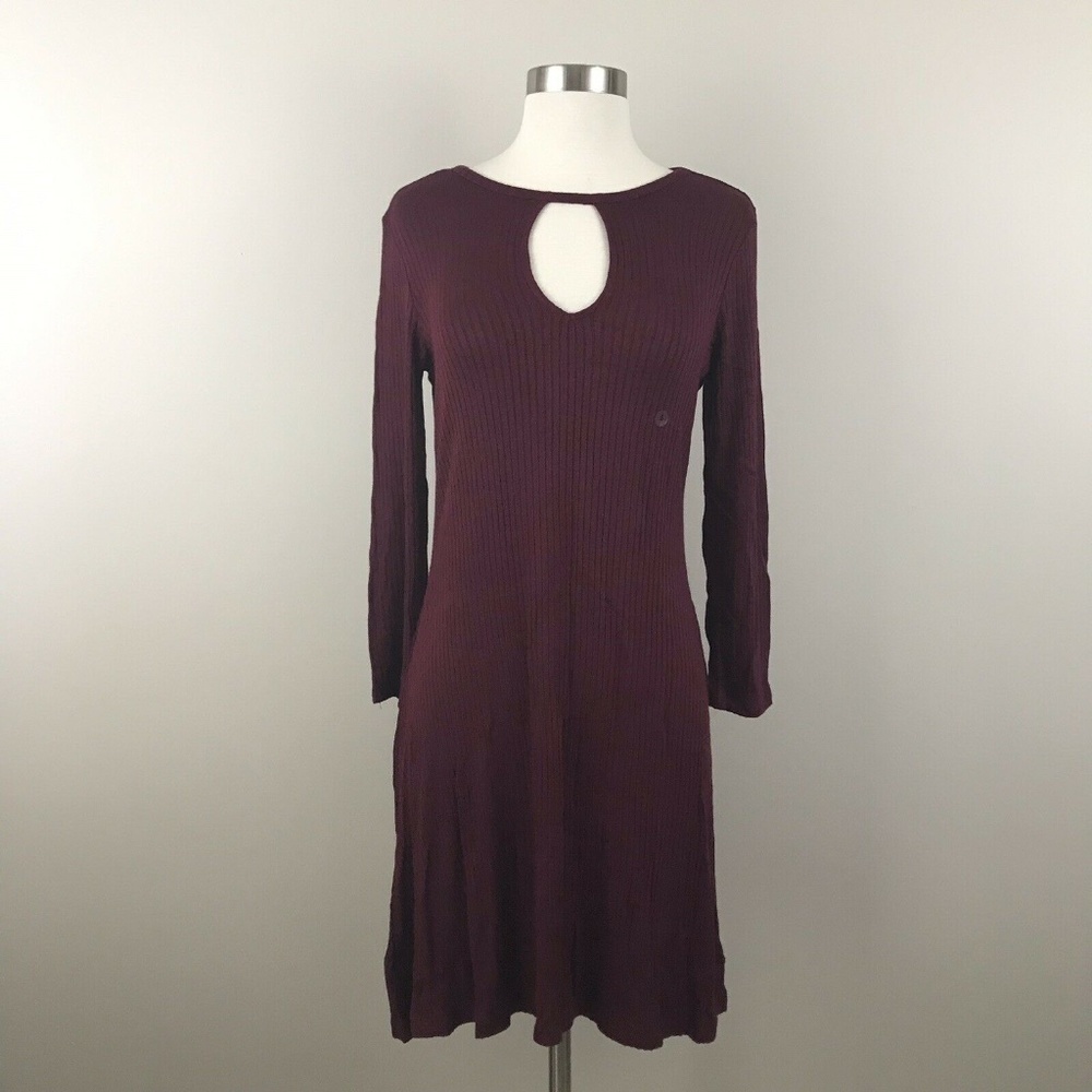 Soft &‎ Sexy AEO Maroon Womens Small Knit Dress Long Sleeve NWT Keyhole Neck